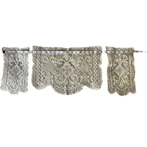 Antique Bosa Lace Handmade Antimacassar Set Intricate Net & Darning Italy Doily - Picture 15 of 16